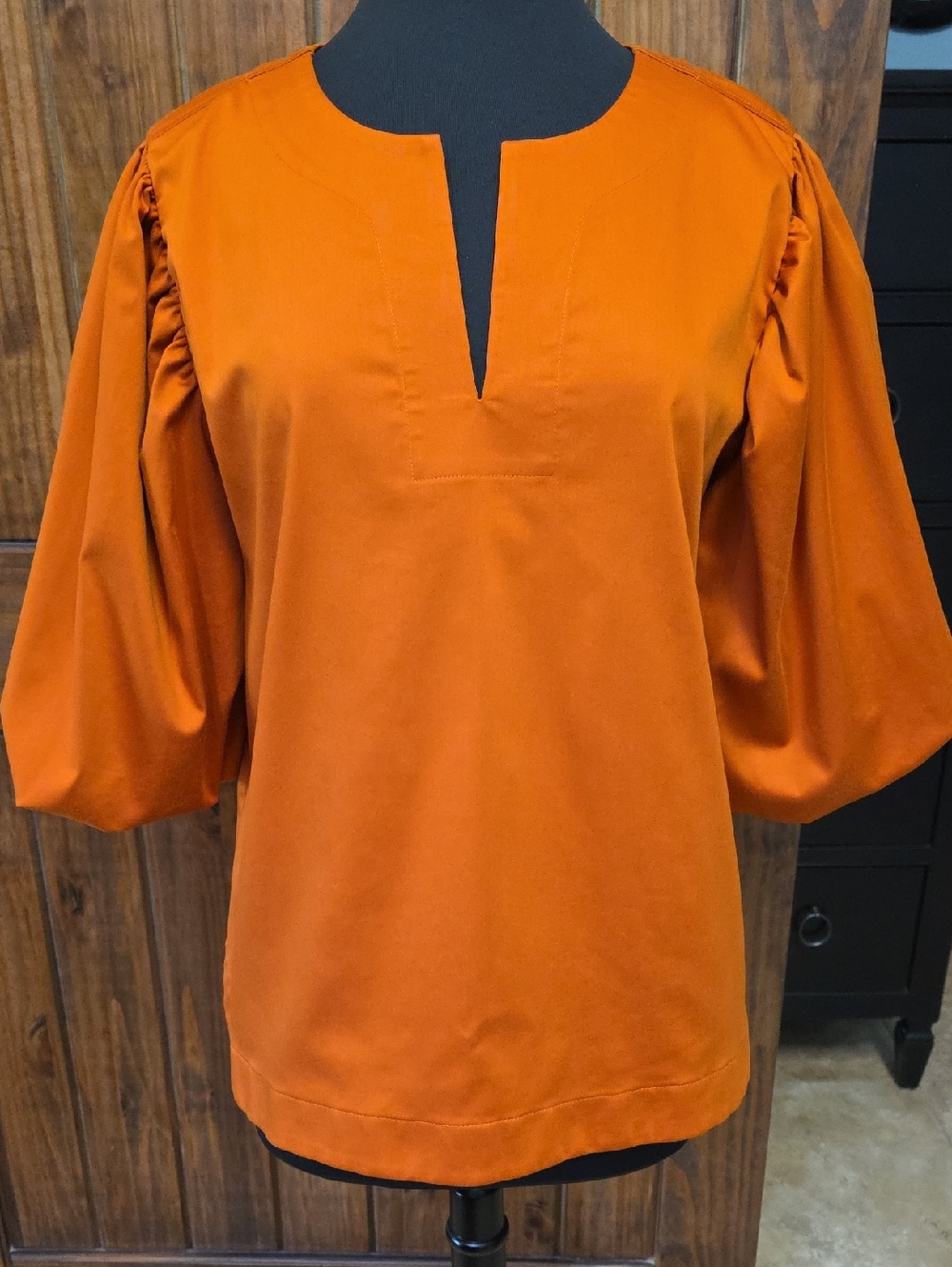 Chico's Orange Split-Neck Balloon Sleeve Blouse - Size 12-14